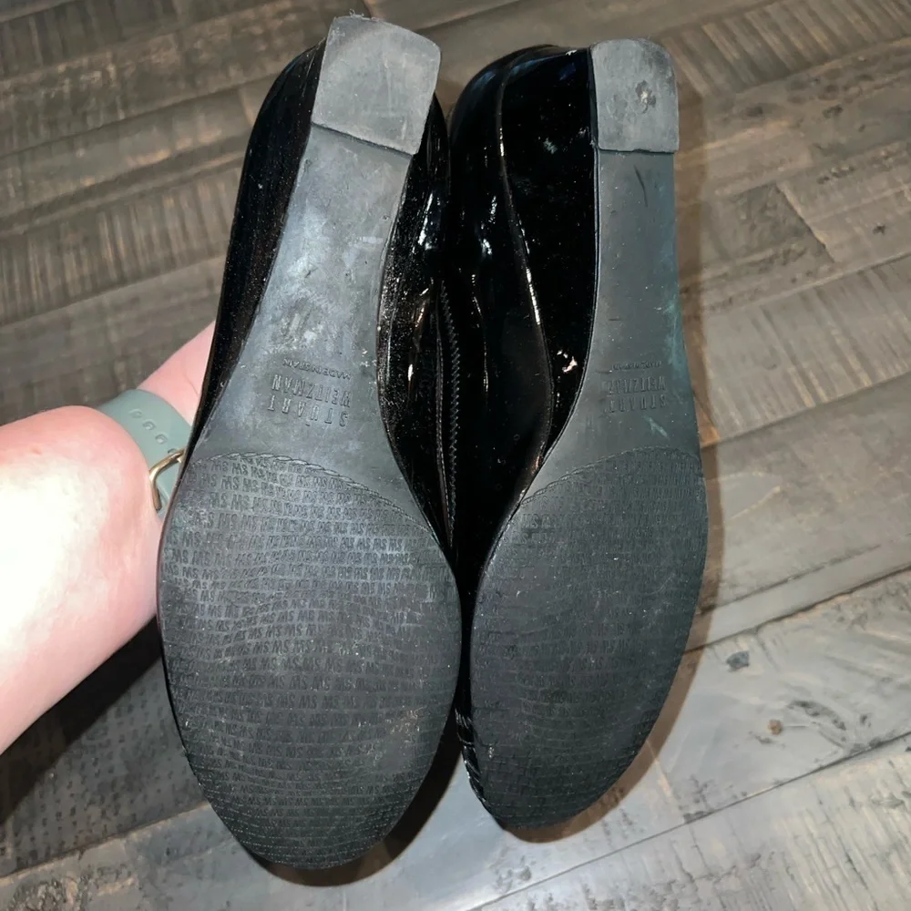 Stuart Weitzman Black Patent Leather Buckle Wedge Pumps‎ Made in Spain Size 8 - Picture 5 of 7